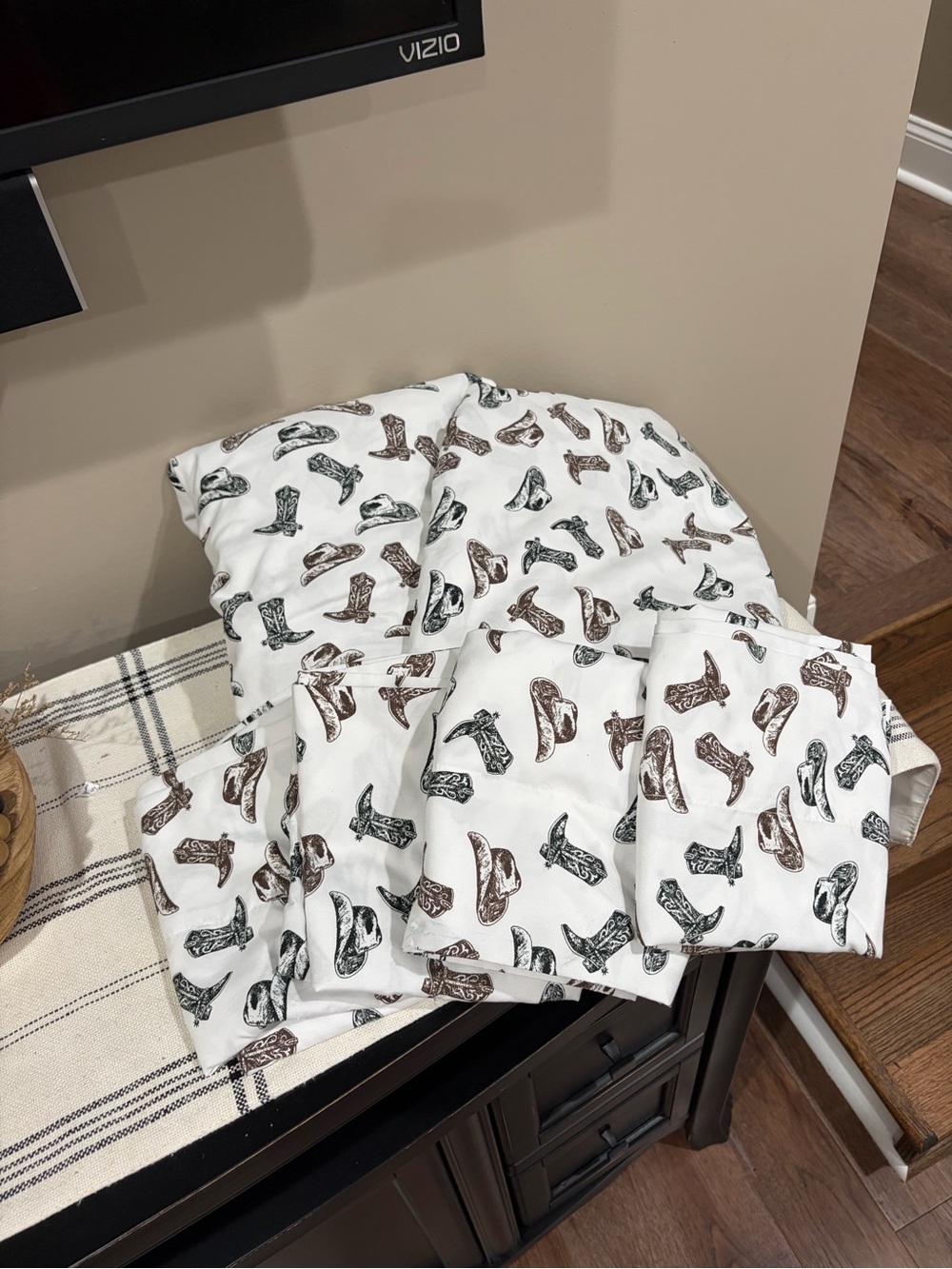Wrangler White Shirt with Brown & Black Cowboy Boot Print